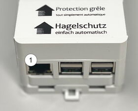 Anschlüsse an die Signalbox «Hagelschutz – einfach automatisch» - 1) Ethernet-Port